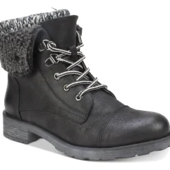 Mixed Media Lug Sole Lace-Up Boot
