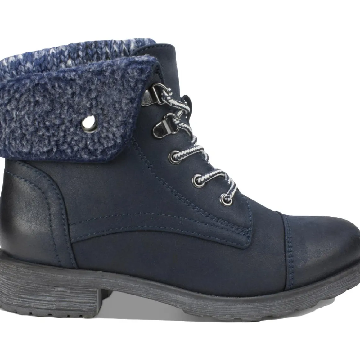 Mixed Media Lug Sole Lace-Up Boot