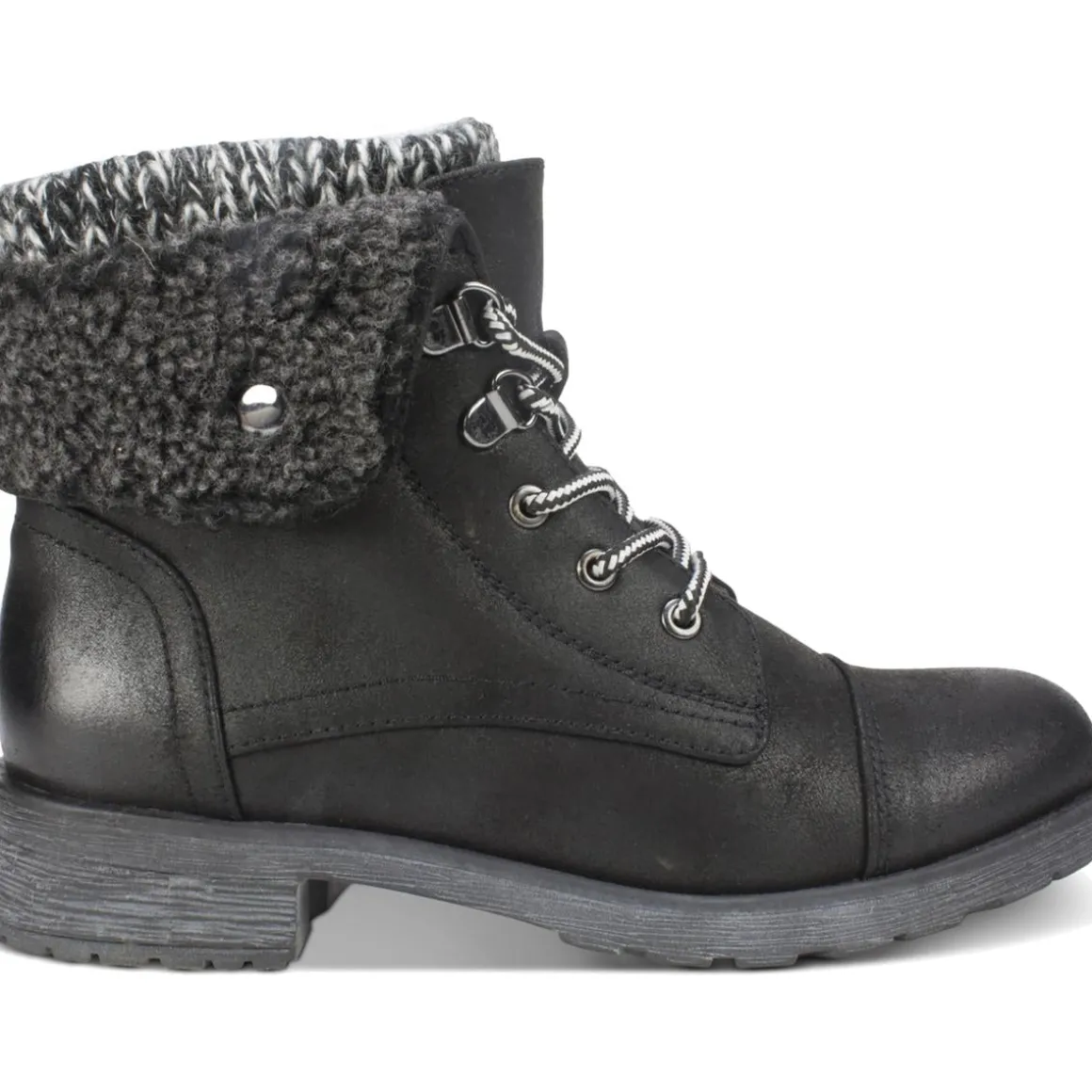 Mixed Media Lug Sole Lace-Up Boot