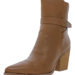 Mocha Zipper Almond Toe Mid-Calf Boots