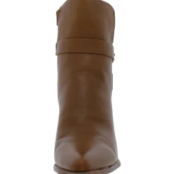 Mocha Zipper Almond Toe Mid-Calf Boots