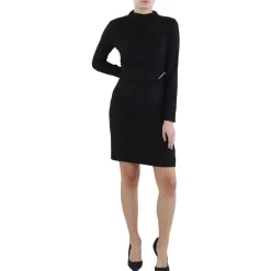 Mock Neck Calf Midi Dress