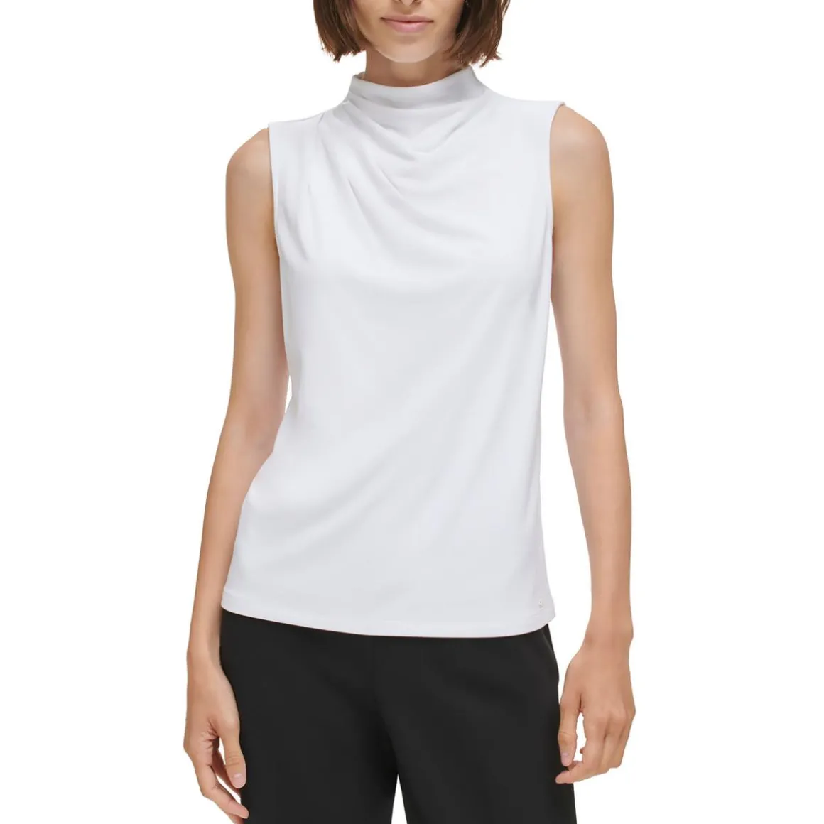 Mock Neck Pleated Pullover Top