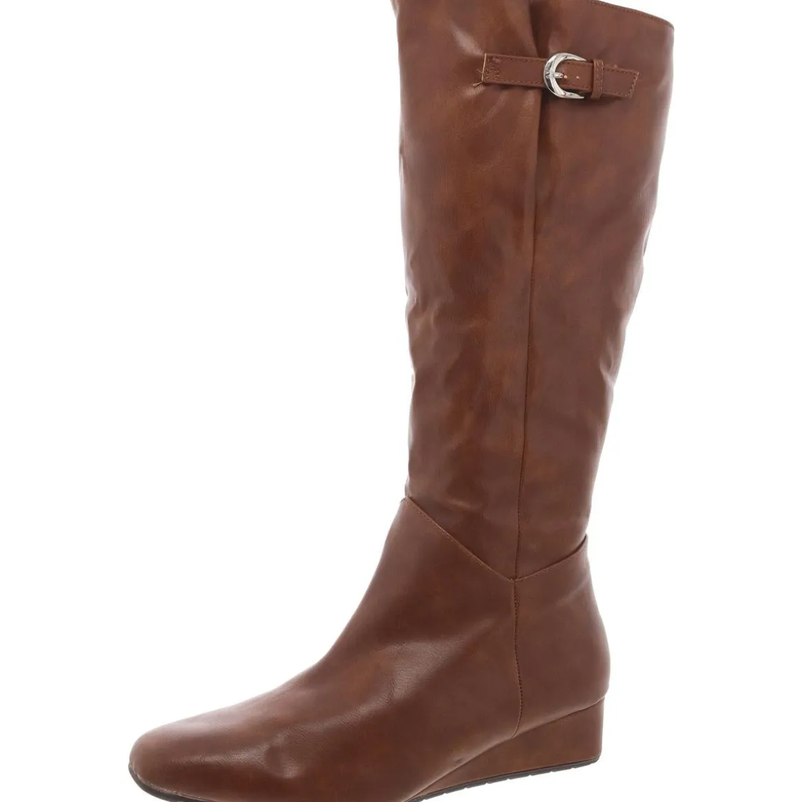 Mollie Faux Leather Solid Wedge Boots