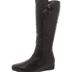 Mollie Faux Leather Solid Wedge Boots