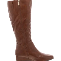 Mollie Faux Leather Solid Wedge Boots
