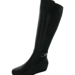 Myah Zipper Faux Leather Knee-High Boots