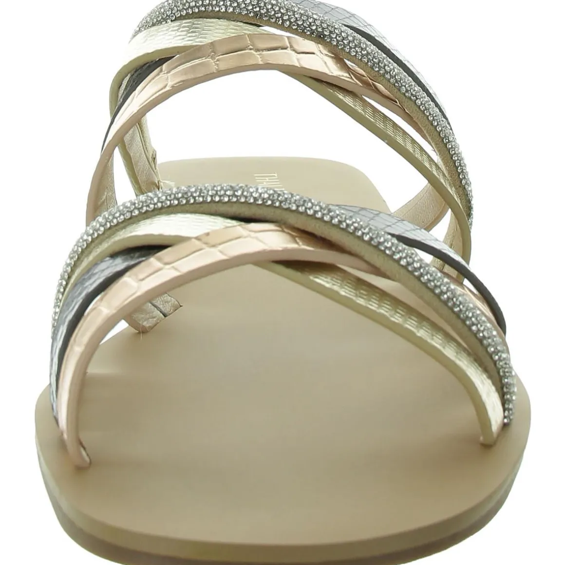 Nari Faux Leather Open Toe Slide Sandals