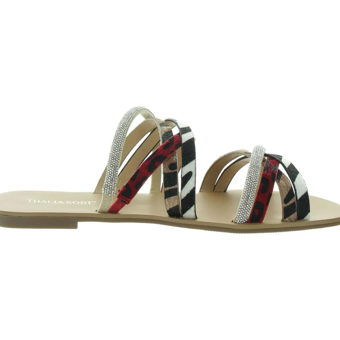 Nari Faux Leather Open Toe Slide Sandals