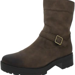 Newport Faux Leather Block Heel Mid-Calf Boots