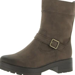 Newport Faux Leather Block Heel Mid-Calf Boots