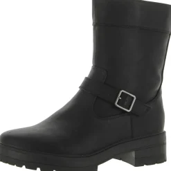 Newport Faux Leather Block Heel Mid-Calf Boots