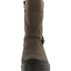 Newport Faux Leather Block Heel Mid-Calf Boots