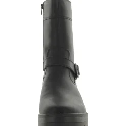 Newport Faux Leather Block Heel Mid-Calf Boots