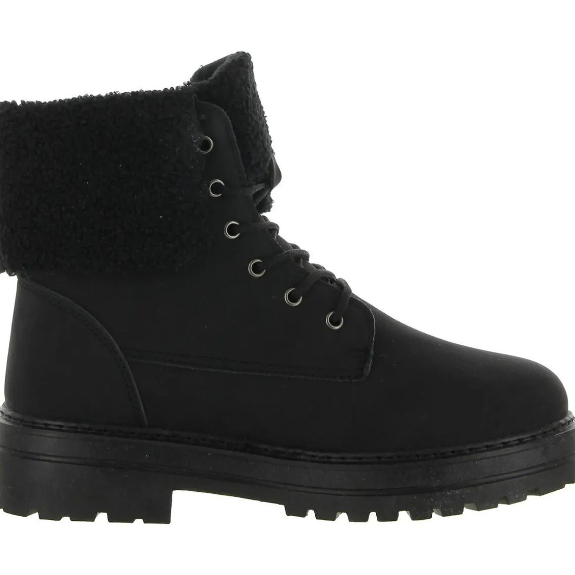 Nicolette Faux Fur Lugged Sole Combat & Lace-up Boots
