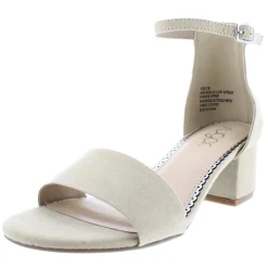 Noelle Microsuede Ankle Open-Toe Heels