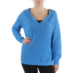 Novelty Hoodie Ribbed Trim Crochet Hooded Sweater