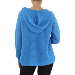 Novelty Hoodie Ribbed Trim Crochet Hooded Sweater