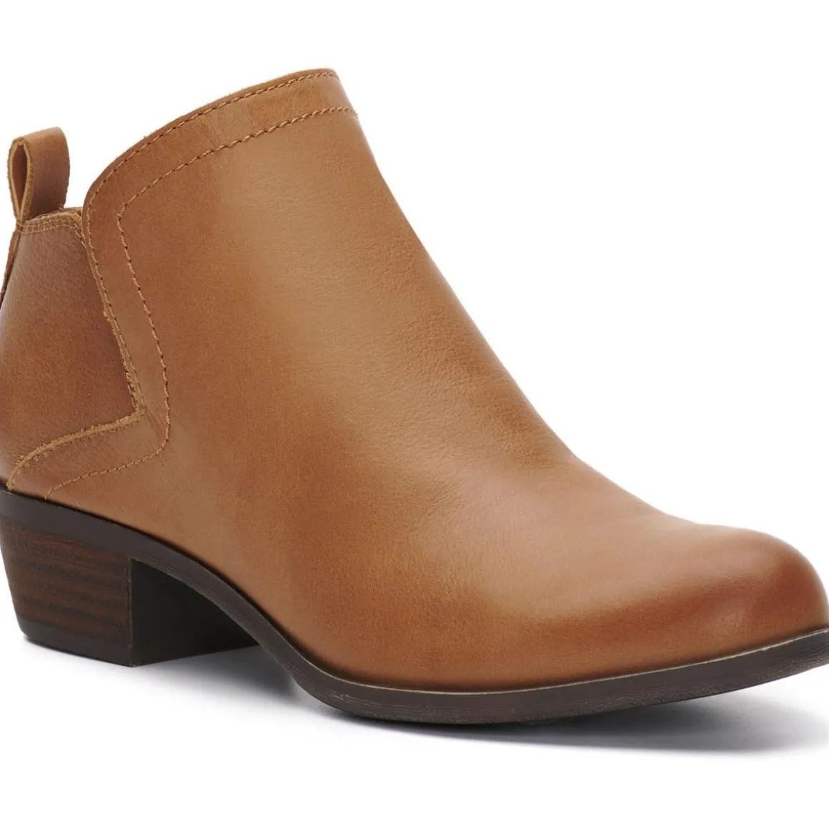 Nubuck Leather Pull On Block Heel Shootie Ankle Bootie