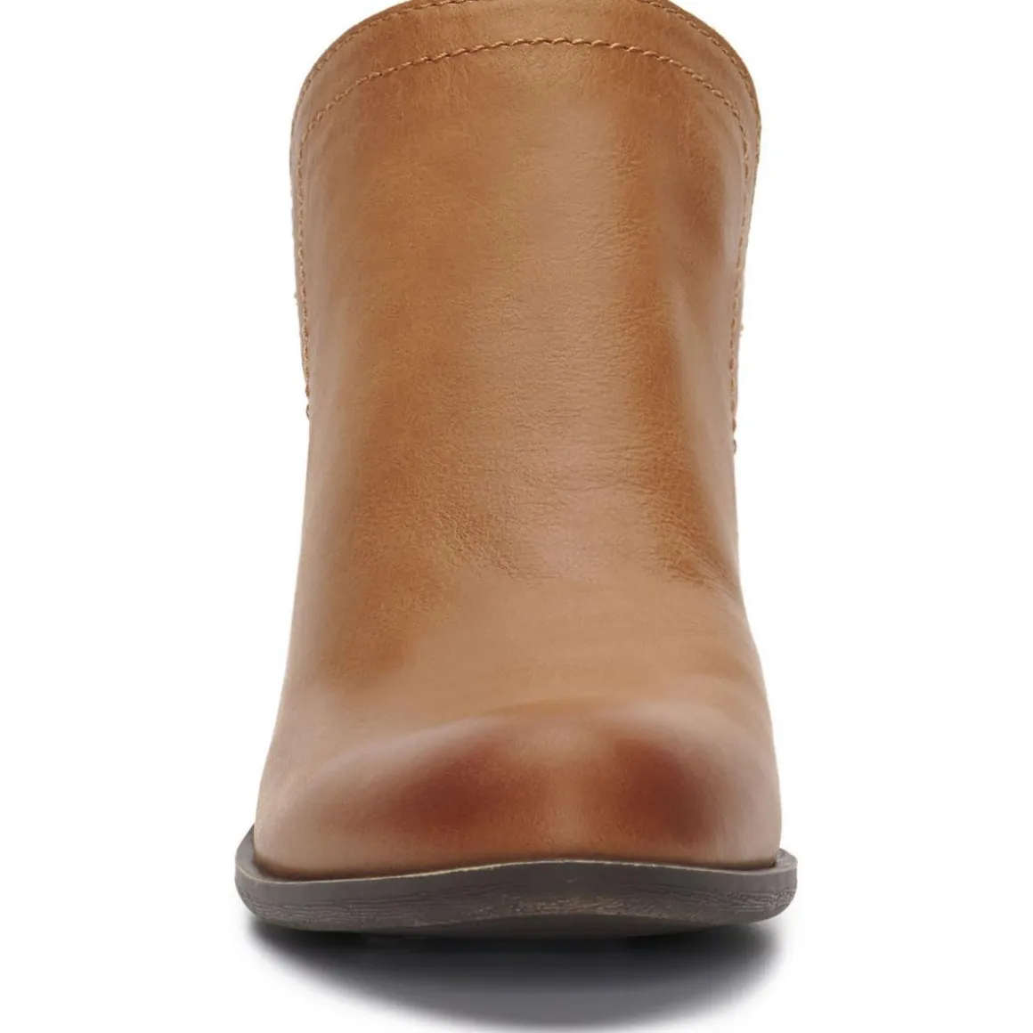 Nubuck Leather Pull On Block Heel Shootie Ankle Bootie