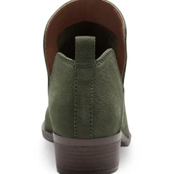 Nubuck Leather Pull On Block Heel Shootie Ankle Bootie
