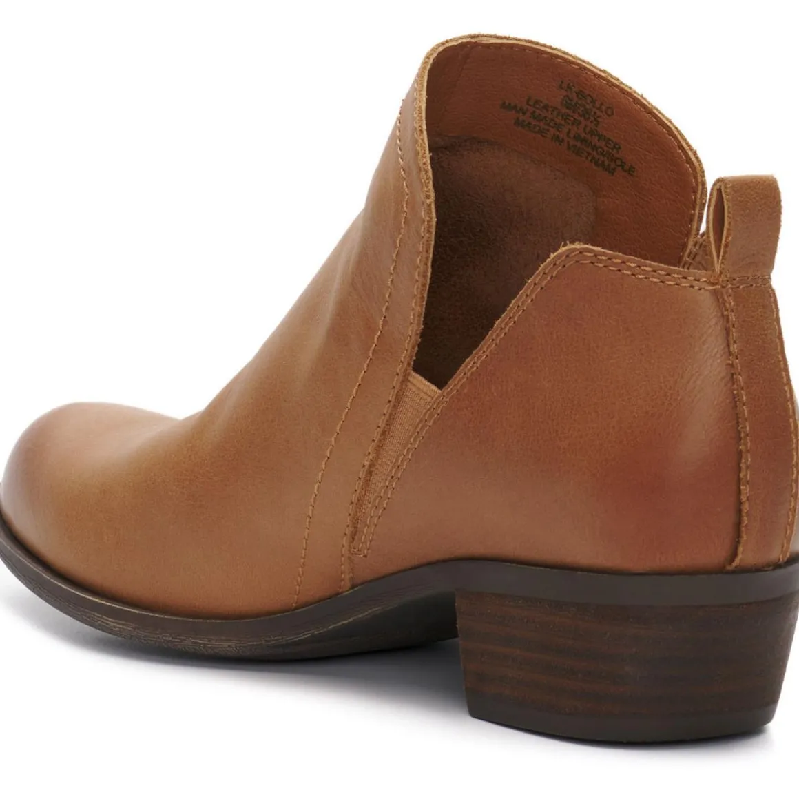 Nubuck Leather Pull On Block Heel Shootie Ankle Bootie