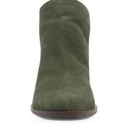 Nubuck Leather Pull On Block Heel Shootie Ankle Bootie