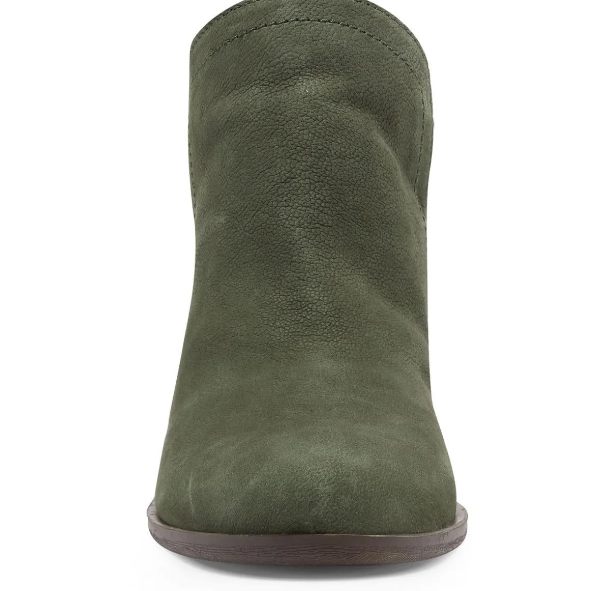 Nubuck Leather Pull On Block Heel Shootie Ankle Bootie