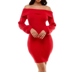 Off The Shoulder Long Sleeve Bodycon Mini Dress