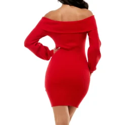 Off The Shoulder Long Sleeve Bodycon Mini Dress
