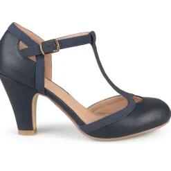 Olina Faux Leather T-Strap Mary Jane Heels