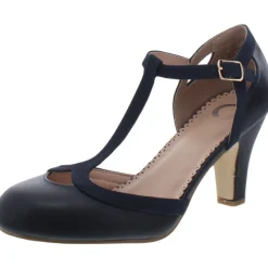 Olina Faux Leather T-Strap Mary Jane Heels