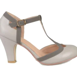 Olina Faux Leather T-Strap Mary Jane Heels