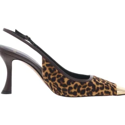 Olivia Toe Cap Calf Hair Slingback Heels