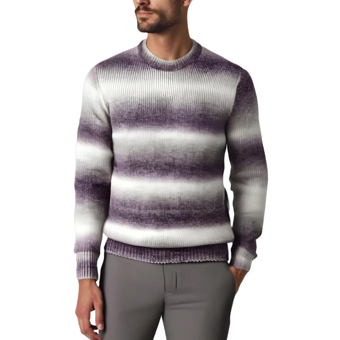 Ombre Knit Crewneck Sweater
