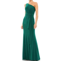 One Shoulder Belted Evening Dress