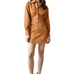 Paisley Collar Canvas Shirtdress