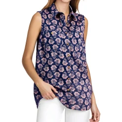 Paisley Cotton Button-Down Top