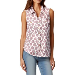 Paisley Cotton Button-Down Top