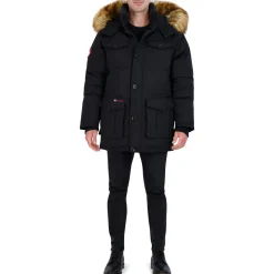 Parka Coat for Men-Insulated Winter Jacket w/ Faux Fur Hood
