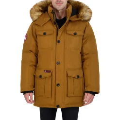 Parka Coat for Men-Insulated Winter Jacket w/ Faux Fur Hood