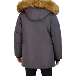 Parka Coat for Men-Insulated Winter Jacket w/ Faux Fur Hood