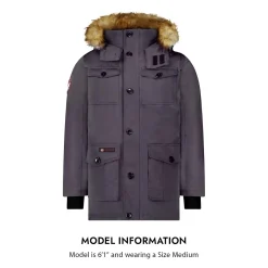 Parka Coat for Men-Insulated Winter Jacket w/ Faux Fur Hood