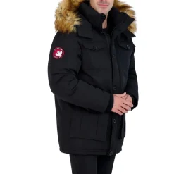 Parka Coat for Men-Insulated Winter Jacket w/ Faux Fur Hood