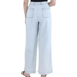 Patch Pocket Light Wash Wide Leg Jeans