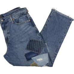 Patchwork Frayed Bottom Slim Jeans