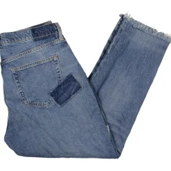 Patchwork Frayed Bottom Slim Jeans