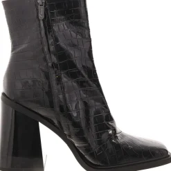 Patent Croc Print Ankle Boots