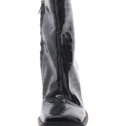 Patent Croc Print Ankle Boots