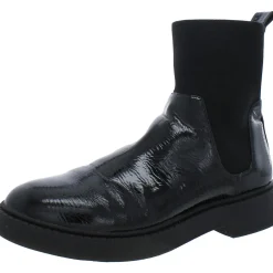 Patent Pull On Chelsea Boots